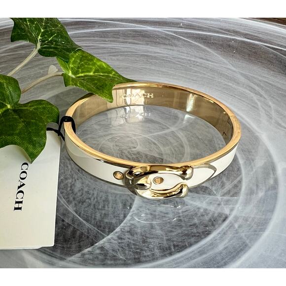 NWT Coach gold, enamel buckle hinge bracelet - Picture 1 of 6
